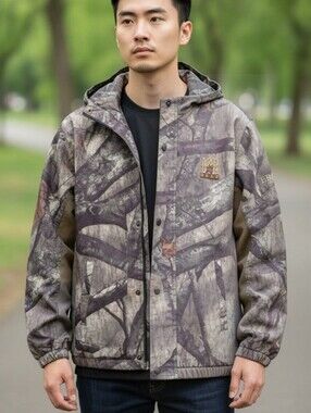 Men's Hooded Camo Windbreaker Jacket - Realtree Gray/Brown